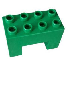 Lego Duplo bridges building block 2x4x2 green with 2x2 cutout (6394) green